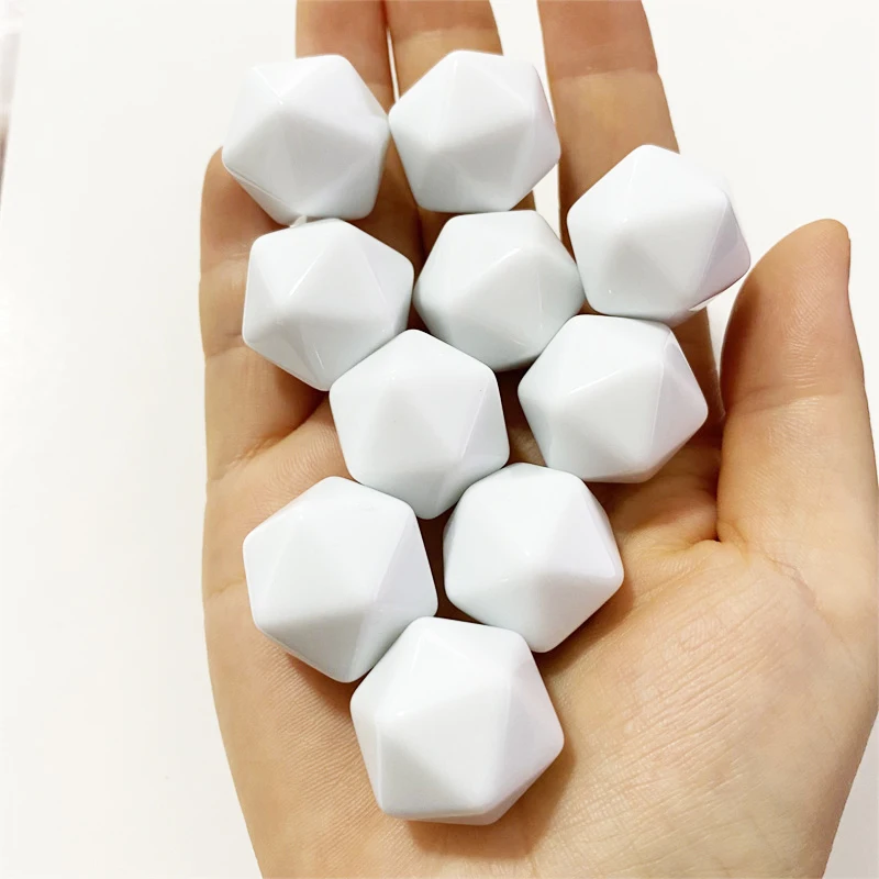 10 Pcs/set White 20 Side Blank D20 Dice Diagonal Diameter 24mm DIY Board Game Accessories For Kid DIY Write Painting Graffiti