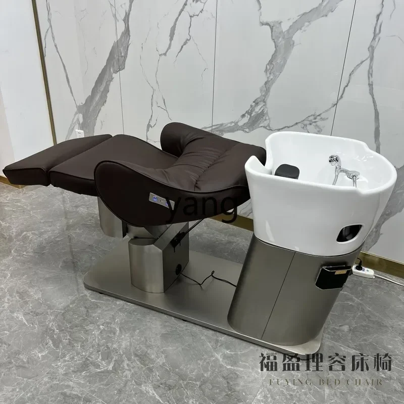 Lmm electric lift barber shop shampoo bed hair salon special half lying hair shampoo bed ceramic basin