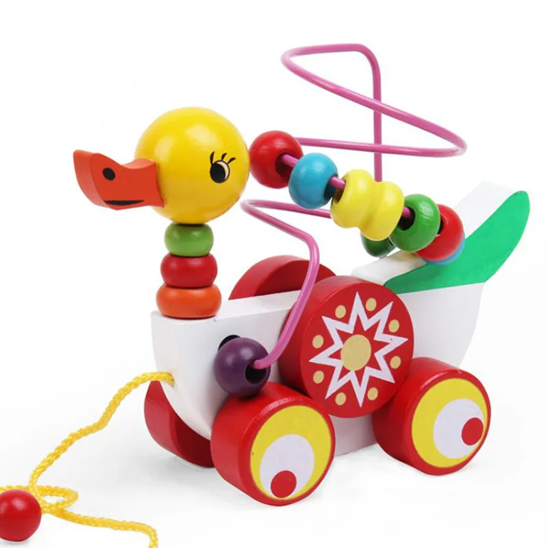 

Baby Pull Rope Walking Toy Creative Cute Cartoon Duck Drag Car Animal Pull Rope Car Children kid intelligence Develop Toy