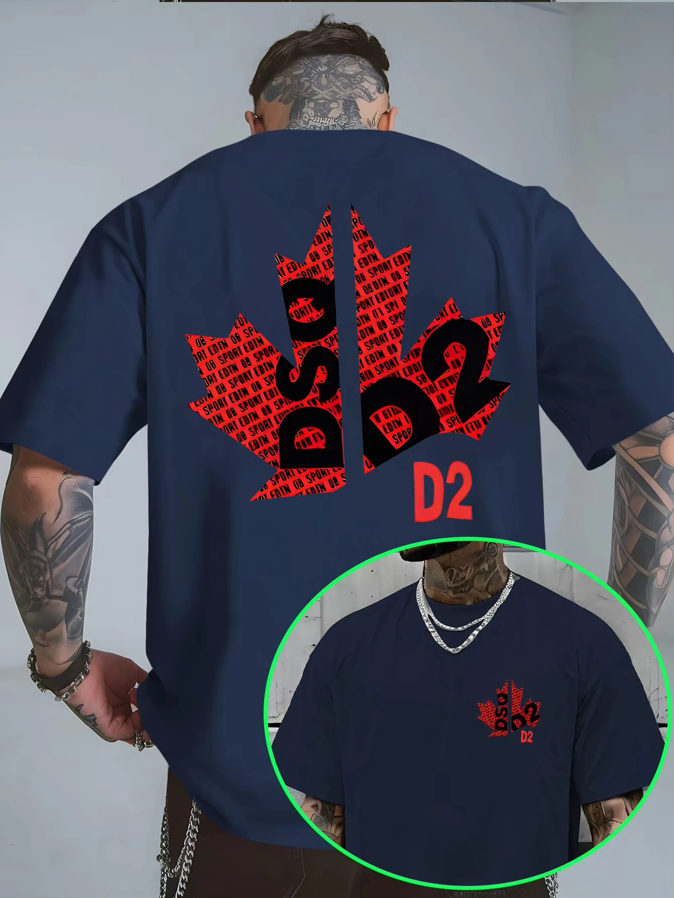 2026 High-quality Men's Summer New Thick Cotton T-shirt with Printed Design Stylish Breathable