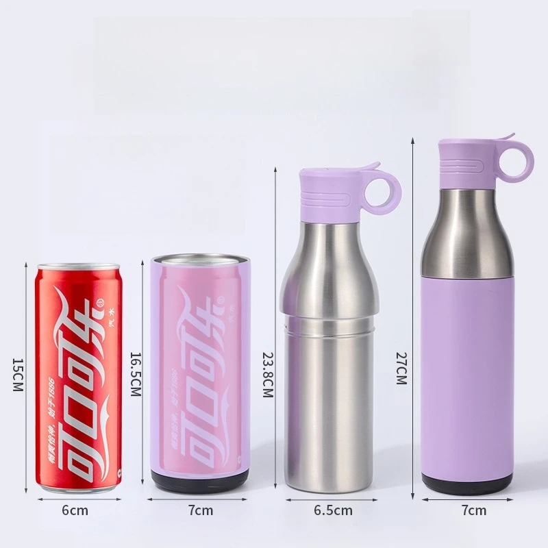 400ml Stainless Steel Water Bottle Portable Carry Loop Vacuum Insulated Sports Flask Cold Hot Water Cup for Gym Outdoor