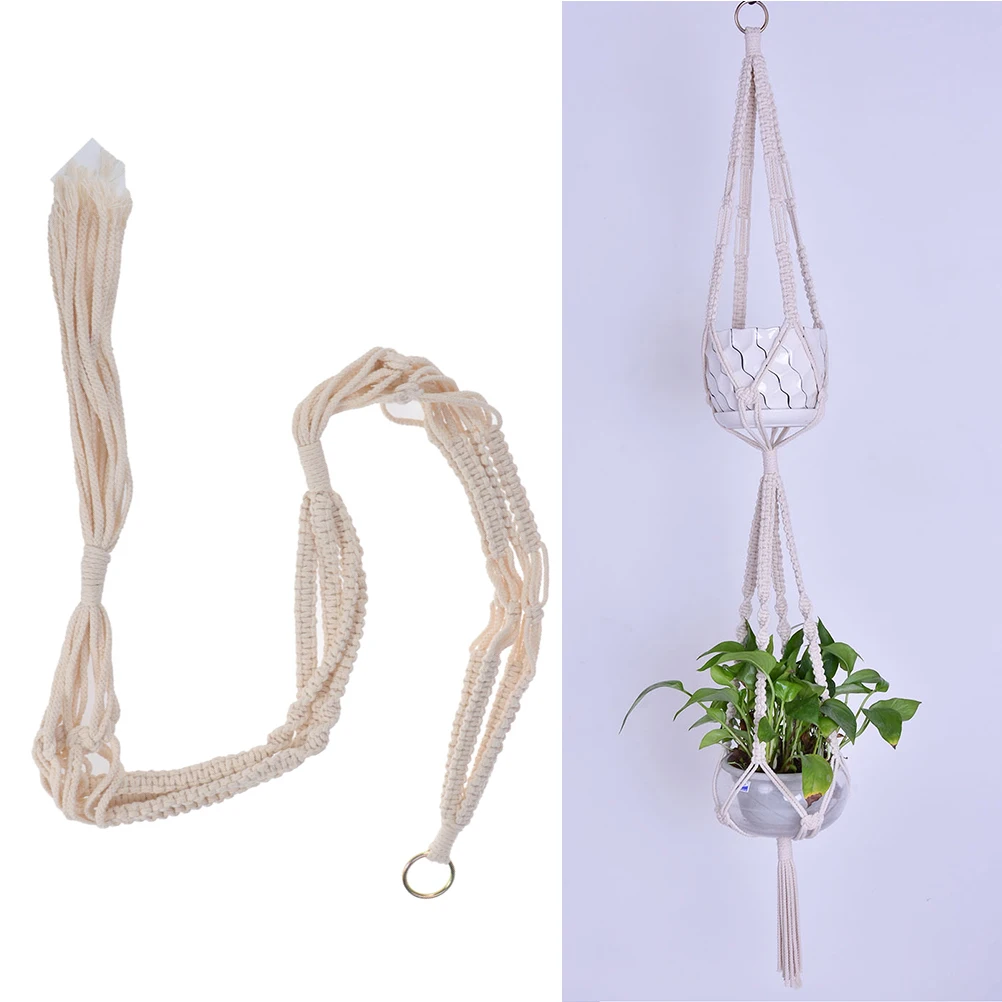 

Cotton Rope Pot Hanging Basket Double Plant Hanger Macrame Wall Art Wall Art Decor Decor Garden Use
