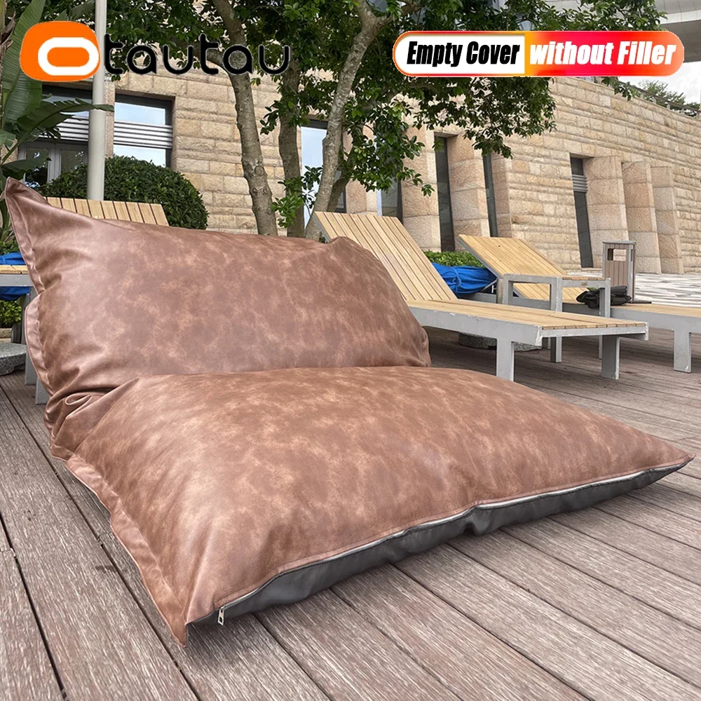 OTAUTAU New Upgraded PU Bean Bag Cover Without Filler Has Inner Liner for Sale Home Outdoor Pool Pillowsac Pouf Salon DD084