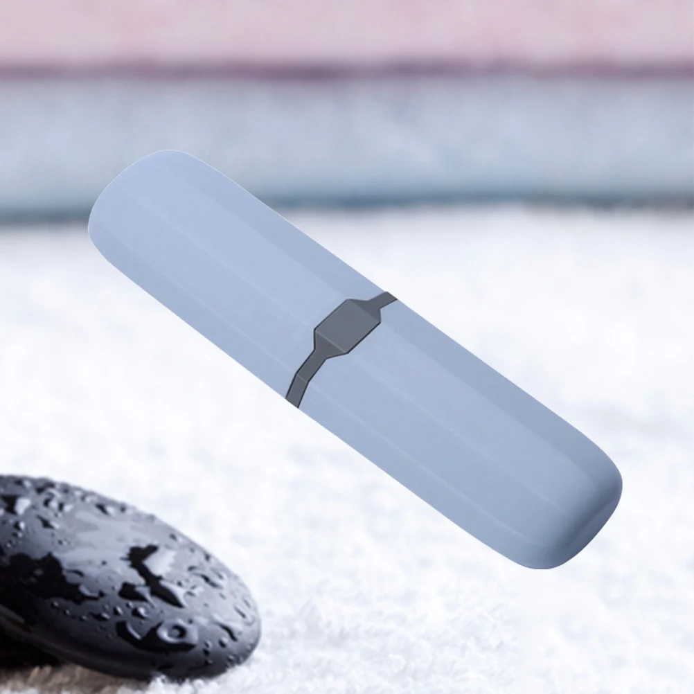 

1pc Portable Travel Case For Business Trip Daily Use Plastic Toothbrush Box Plastic Toothbrush Storage Tube Holder Grey Blue