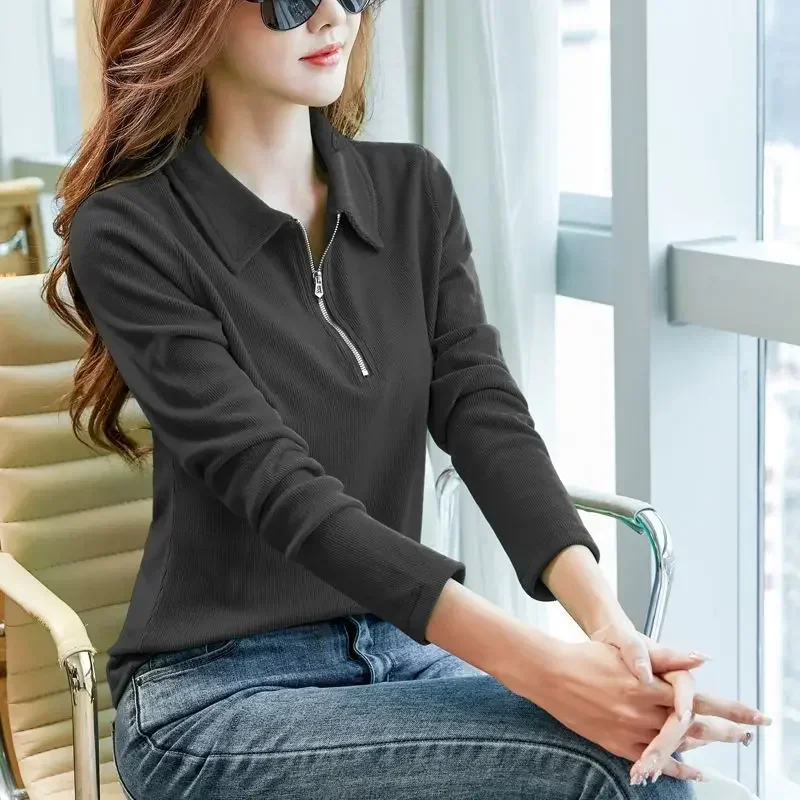 Polyester Woman Tshirt Casual High Quality Polo Neck T Shirt for Women Shirts Pretty Cheap Tops Synthetic Clothing Trend 2025 In