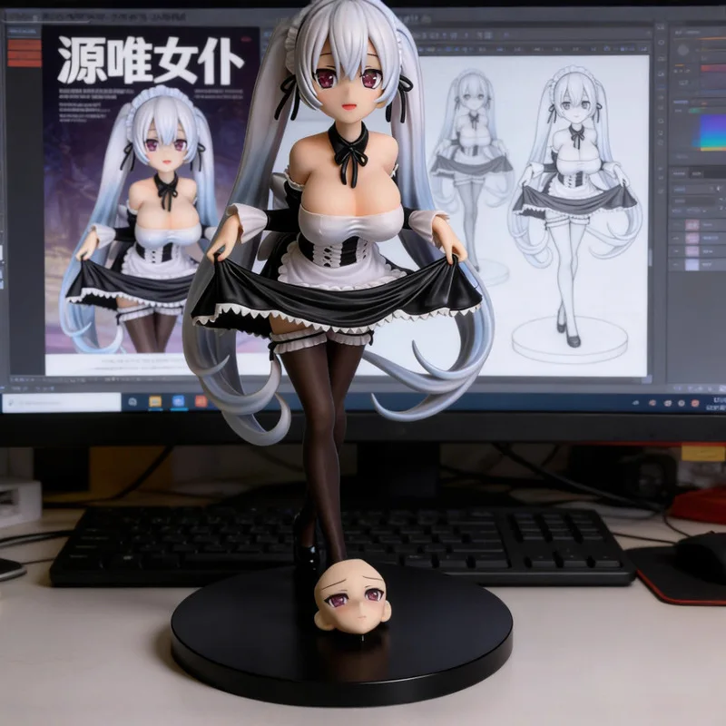 

FuRyu TENITOL Gen Yui Maid Anime Figure Interchangeable Face 2D Character Model Desktop Decoration Statue For Anime Otaku Fans
