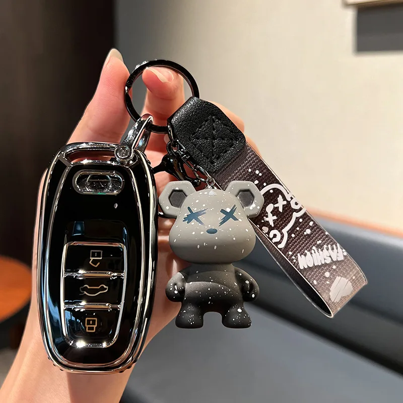 TPU Car Remote Key Case Cover Shell for Audi A5 A6 C7 A7 A8 Q3 Q5 Q7 S4 S6 S7 S8 R8 TT A1 A3 8V A4 B8 B9 Holder Accessories view 6