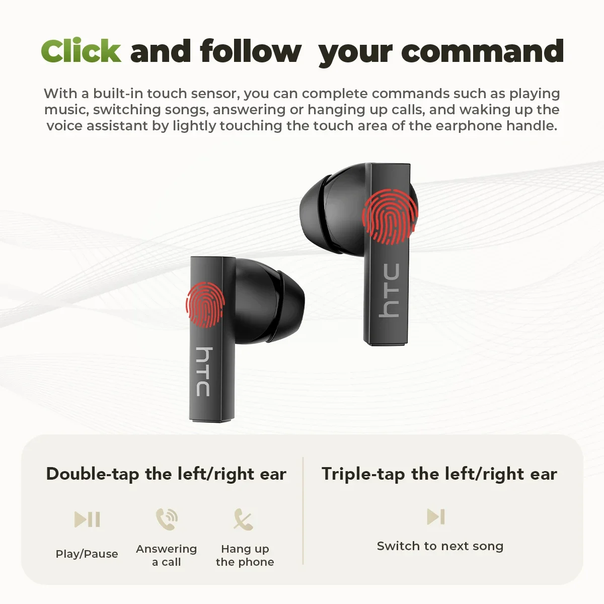 【Custom Wallpaper】HTC NE40 Earphones Bluetooth V6 TWS Sports AI Translator Earbud Noise Reduction Wireless Headphones With Mic