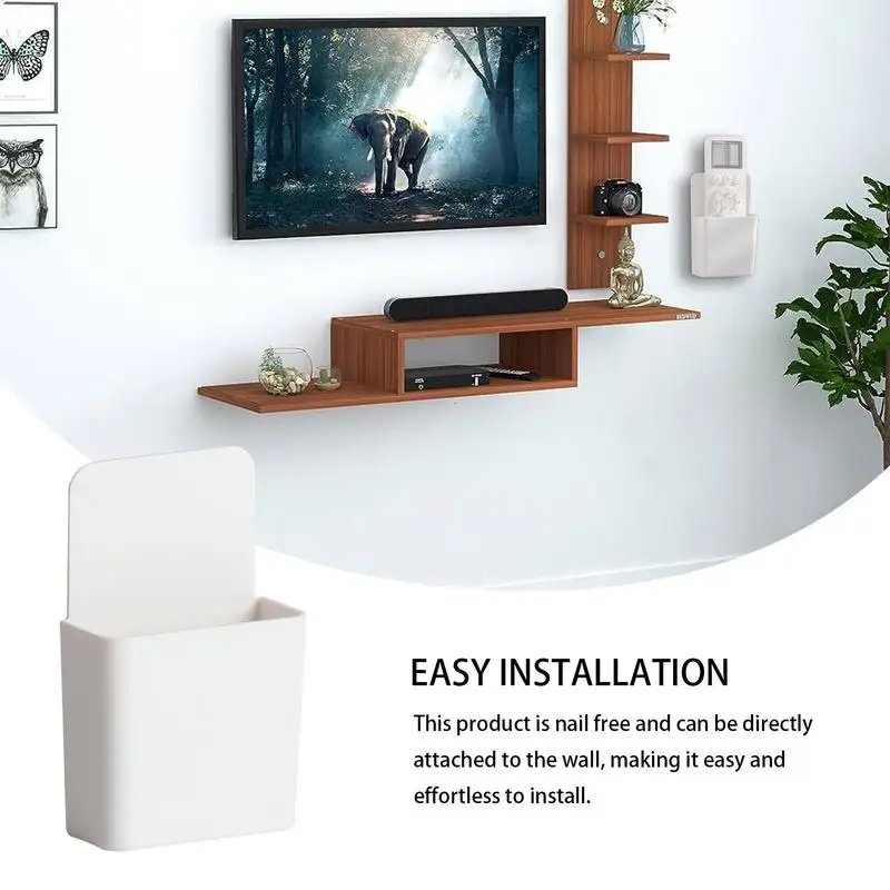 Wall Mounted Organizer Storage Box Remote Control Air Conditioner Storage Case Mobile Phone Plug Holder Stand