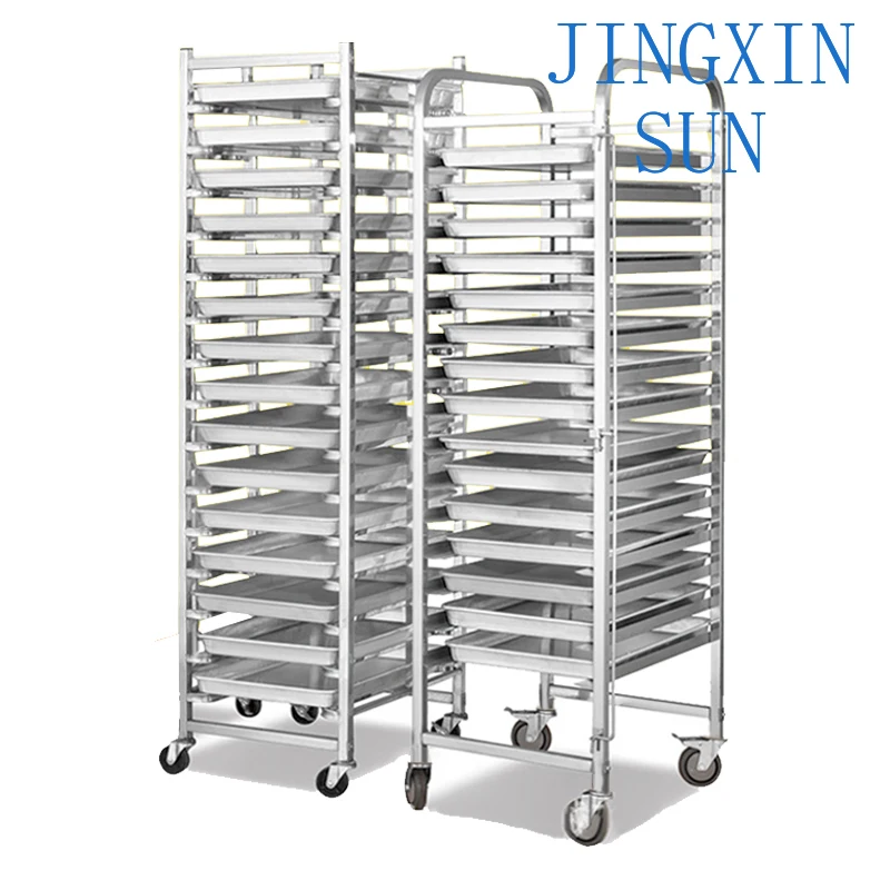 Hotel and Restaurant Supplies Restaurant Stainless Steel Double Row GN Pan Storage Rack Trolley