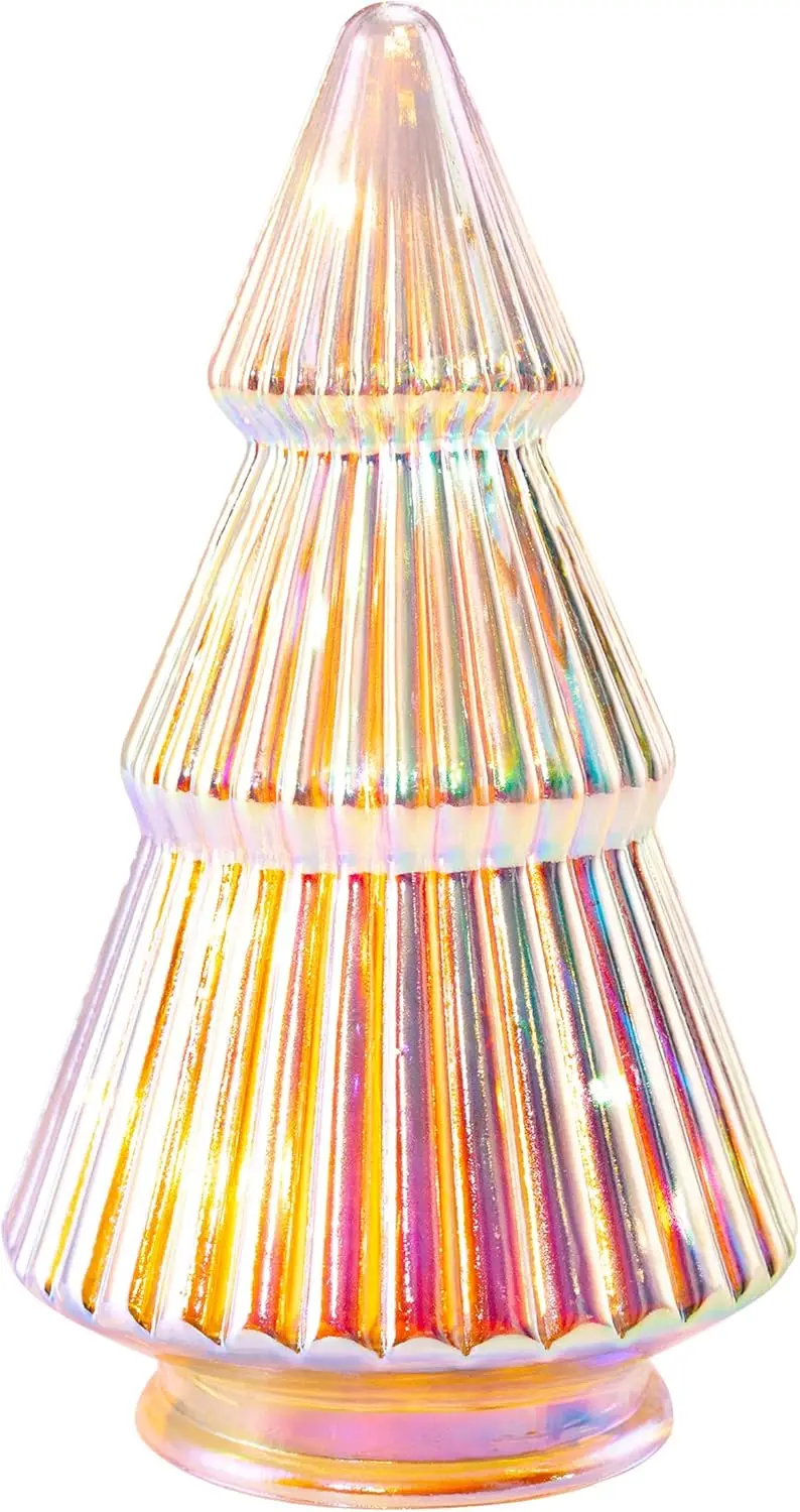 

Tower Glass Christmas Tree - Colorful Tabletop Holiday Decoration, 7.5 in Colorful Tree for Home and Christmas Decor