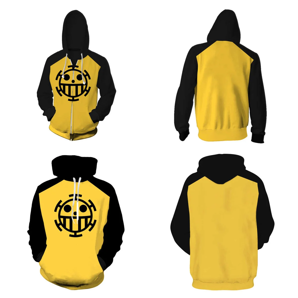 Anime ONE PIECE Hoodies Trafalgar D Water Law Pullover Bepo Cosplay Sweatshirt Heart Pirates Symbolize Jacket Zipper Hooded Coat