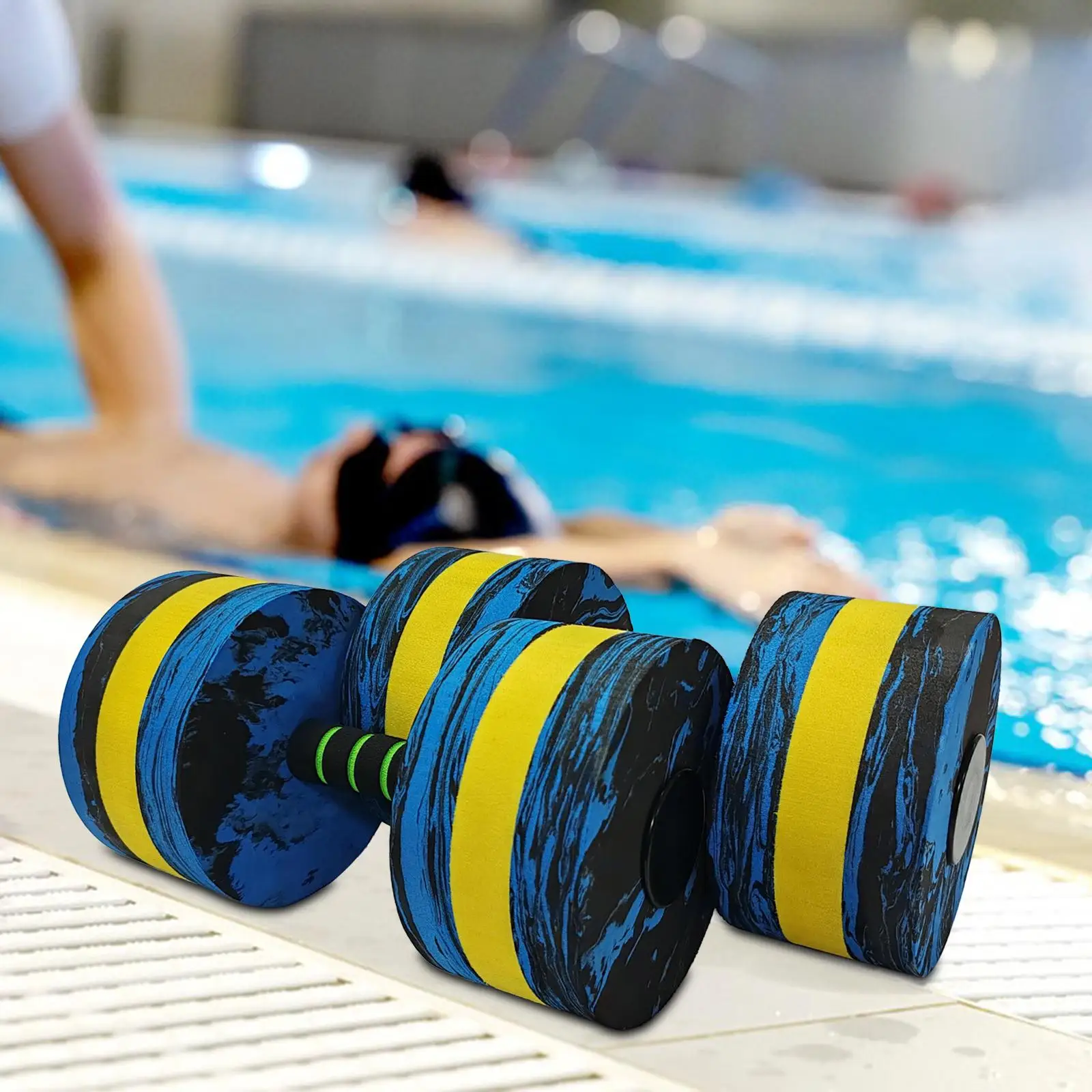 2x Aquatic Dumbbells Swimming Aid Floating Pool Dumbbells for Water Aerobics Indoor Swimming Aquatic Exercise Adults Kids