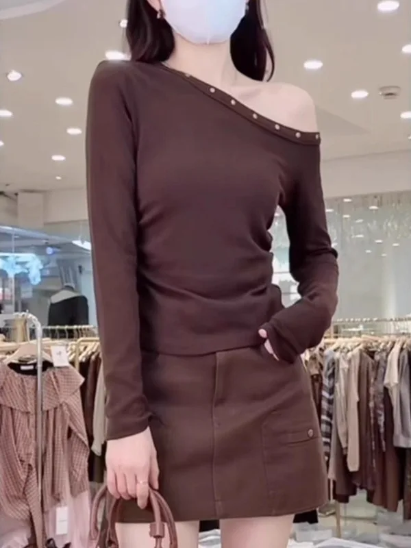 

Женская футболка с эффектом похудения, больших размеров, модная, осенняя коллекция 2025, новая повседневная базовая модель, топ