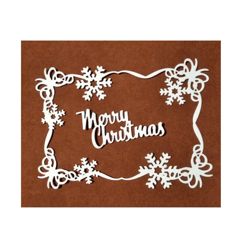 Merry Christmas Frame Metal Cutting Dies Stencil Scrapbooking Diy Album Stamp Paper Card Embossing Decor Craft Knife Mould