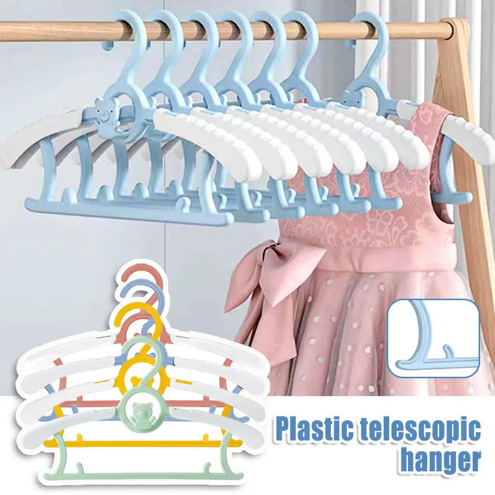 1pcs Plastic Kid's Clothes Hanger,telescopic Superposition Anti-fall Hanger,100% With New And Thick Cartoon Non-slip Materi C4g3