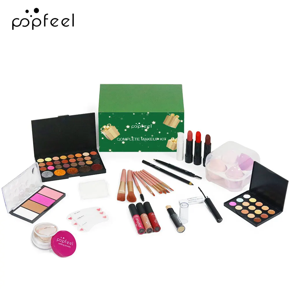 POPFEEL 女性用コンプリートメイクアップギフトセット 19 個 - アイシャドウパレット、コンシーラーパレット、チーク付きのお祝い用コスメティックキット。