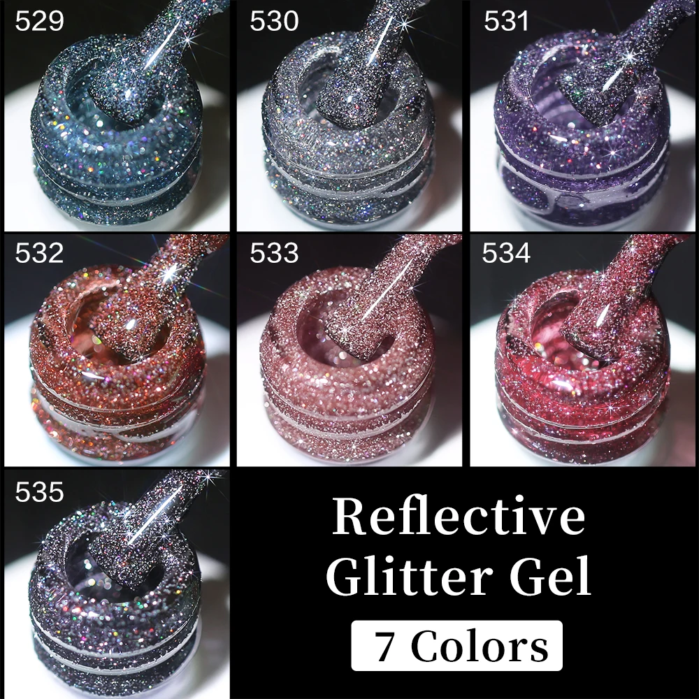 Clou Beaute 15 ml HEMA TPO FREE Glitzer-Gel-Nagellacke, Farbe, funkelnde Pailletten, Soak Off UV-LED-Lack, Nagelkunst-Dekoration