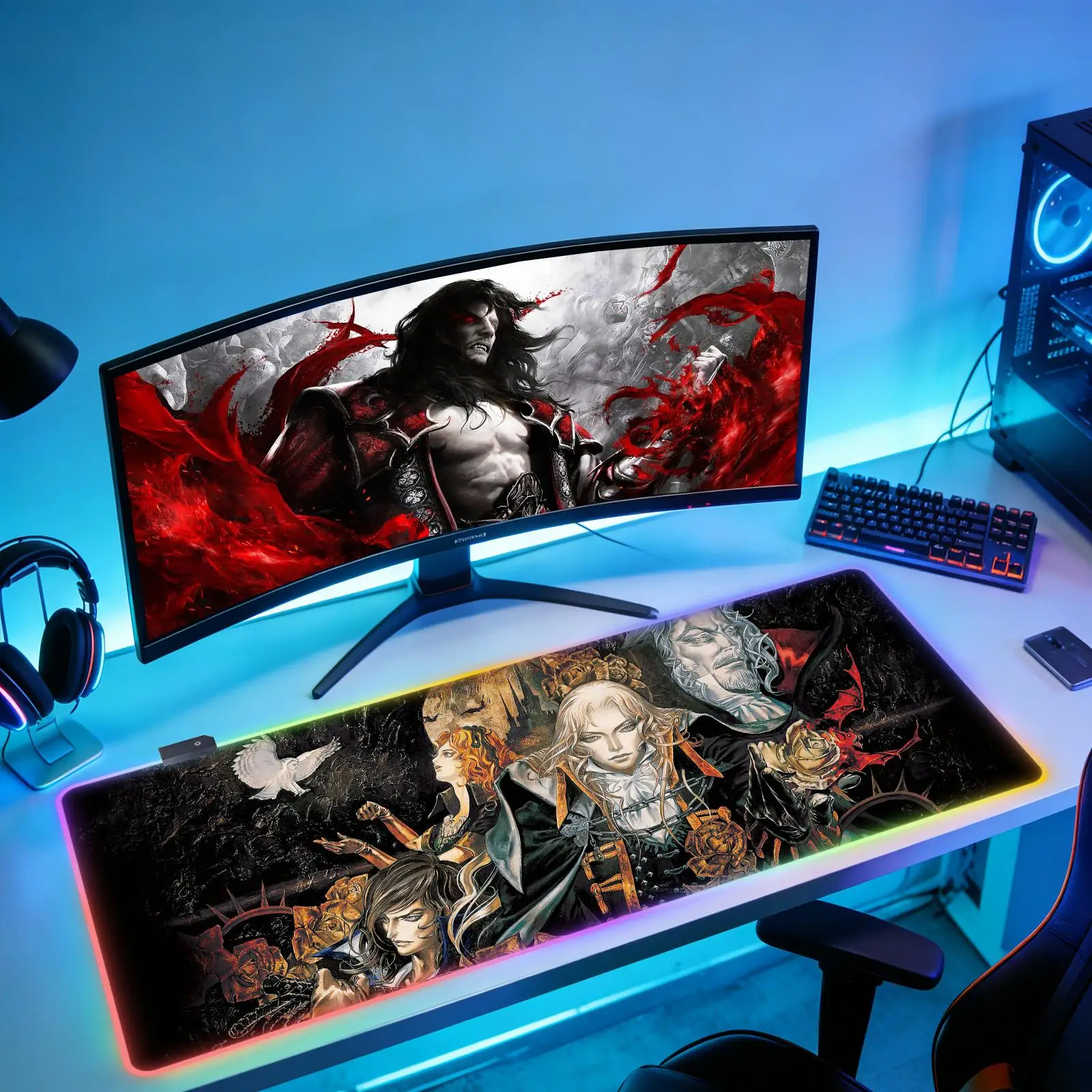 Game C-Castlevania-A Mouse Pad, Non-slip Rubber Gaming Balance Computer Pad Decorative Desk Mat, Large RGB Mouse Pad for Laptops