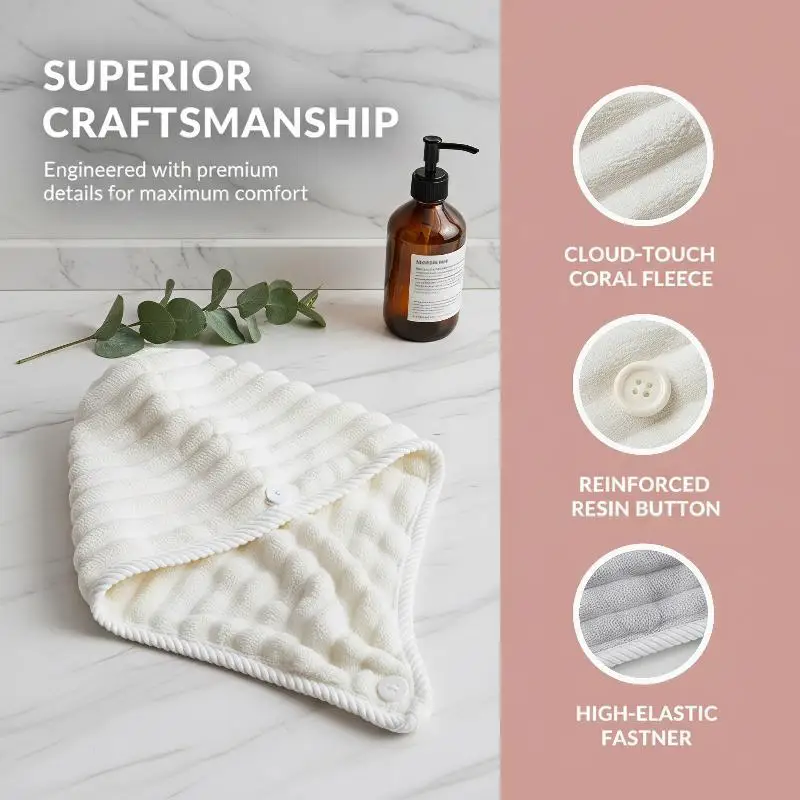 Lightweight Thickened Dry Hair Cap for Women Super Absorbent No Shedding Quick Dry Hair Turban for Shower Spa Use
