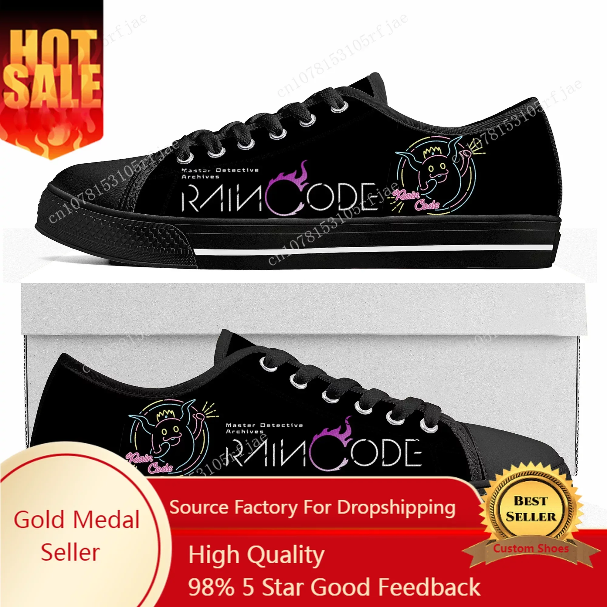 Master Detective Archives RAIN CODE Custom Low Top Sneakers Game Women Men High Quality Shoes Casual Tailor Made Canvas Sneaker