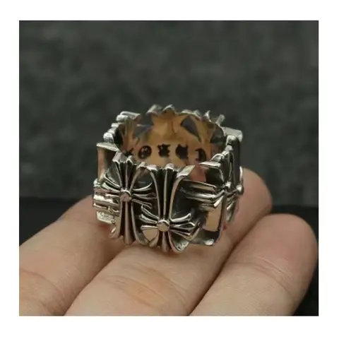 High Quality Fashion Square Cross Tombstone Ring Men's and Women's Couple Ring Old Hip Hop Ring