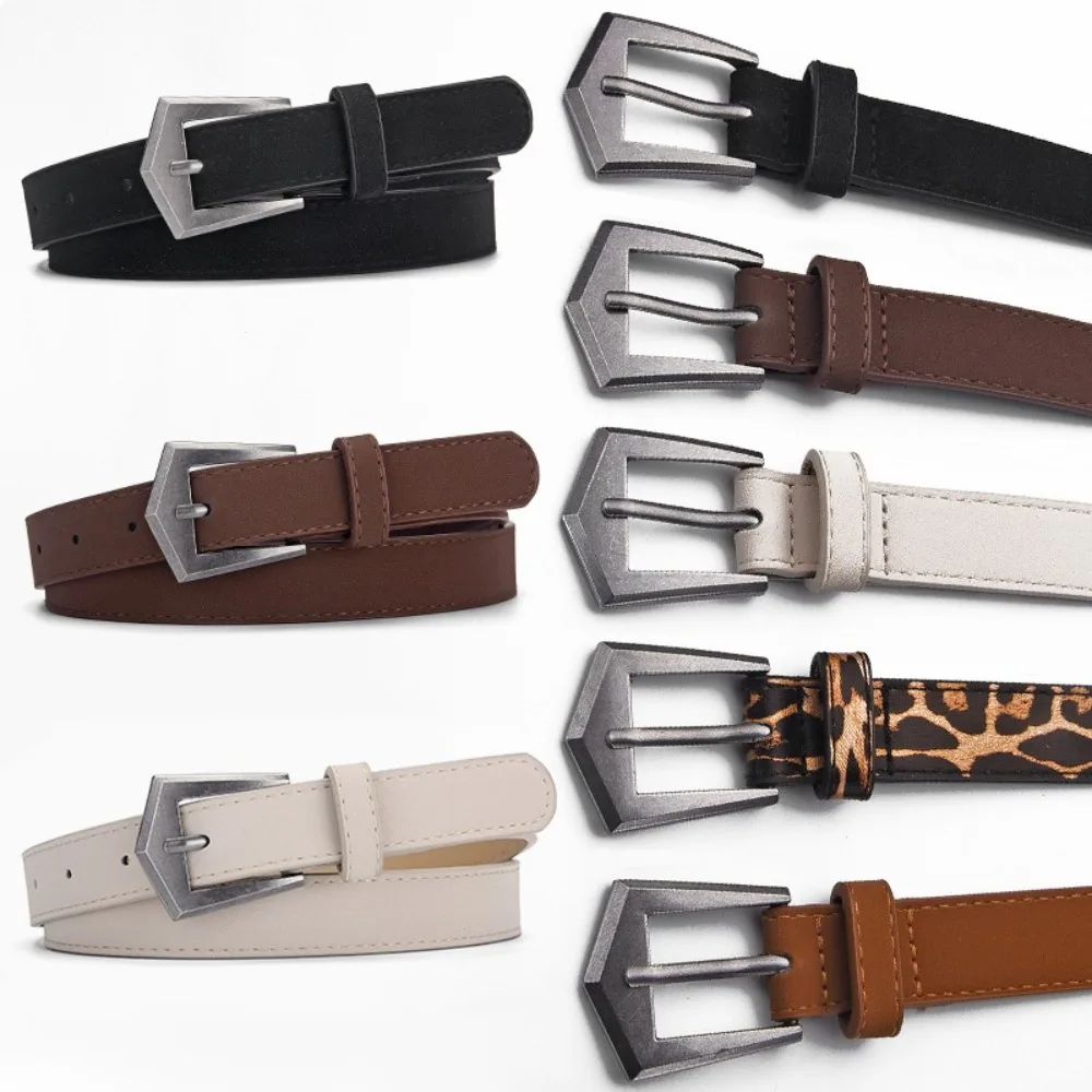 

New Retro Suede Leather Belt Casual Versatile Pin Buckle Waistband Trouser Dress Belts Women