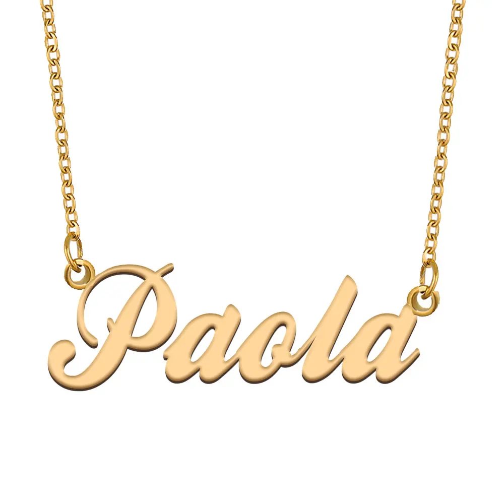 

Paola Name Necklace for Women Stainless Steel Jewelry Gold Plated Nameplate Pendant Femme Mothers Girlfriend Gift