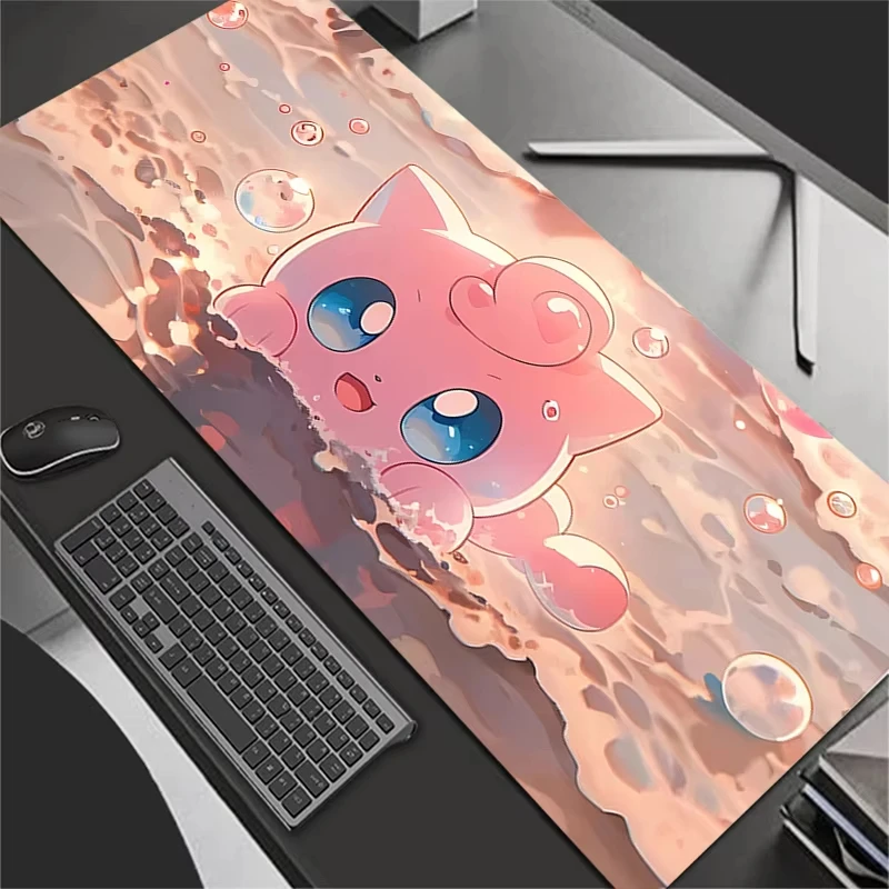 Tapis de souris P-Pokemons Jigglypuff, grand tapis de bureau pour clavier et souris, tapis de souris en caoutchouc pour ordinateur portable, XXL