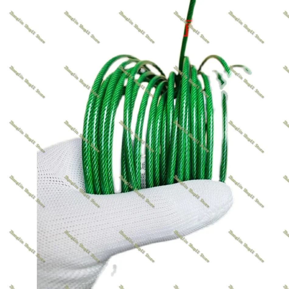 0.38-4.0mm 20-100M,Green Nylon Coated Built-in 304 Stainless Steel Wire Rope, Sea Fishing Line Chain Hook Line Hanging Crystal