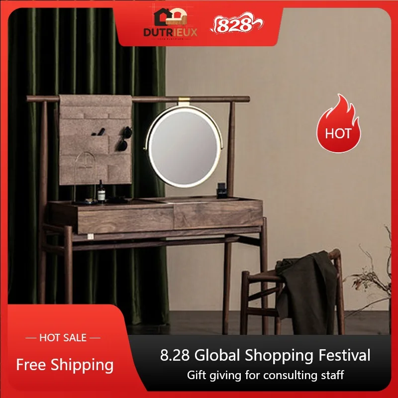 Aesthetic Organizer Dressing Table Minimal Desings Metal Luxury Wooden Dressers Mirror Storage Comoda Pra QuartoSalon Furniture