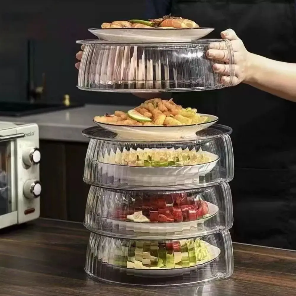 Stackable Food Insulation Cover Splash Dust Proof Microwave Oven Cover Transparent High-temperature Resistant