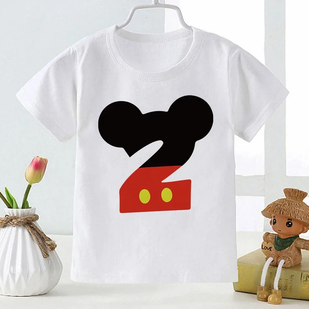 Disney Minnie Mouse Clothes Summer 3st Birthday T-shirts For Boys Girls shirt 1-16 Years Kids Tees Tops Fashion Children T Shirt