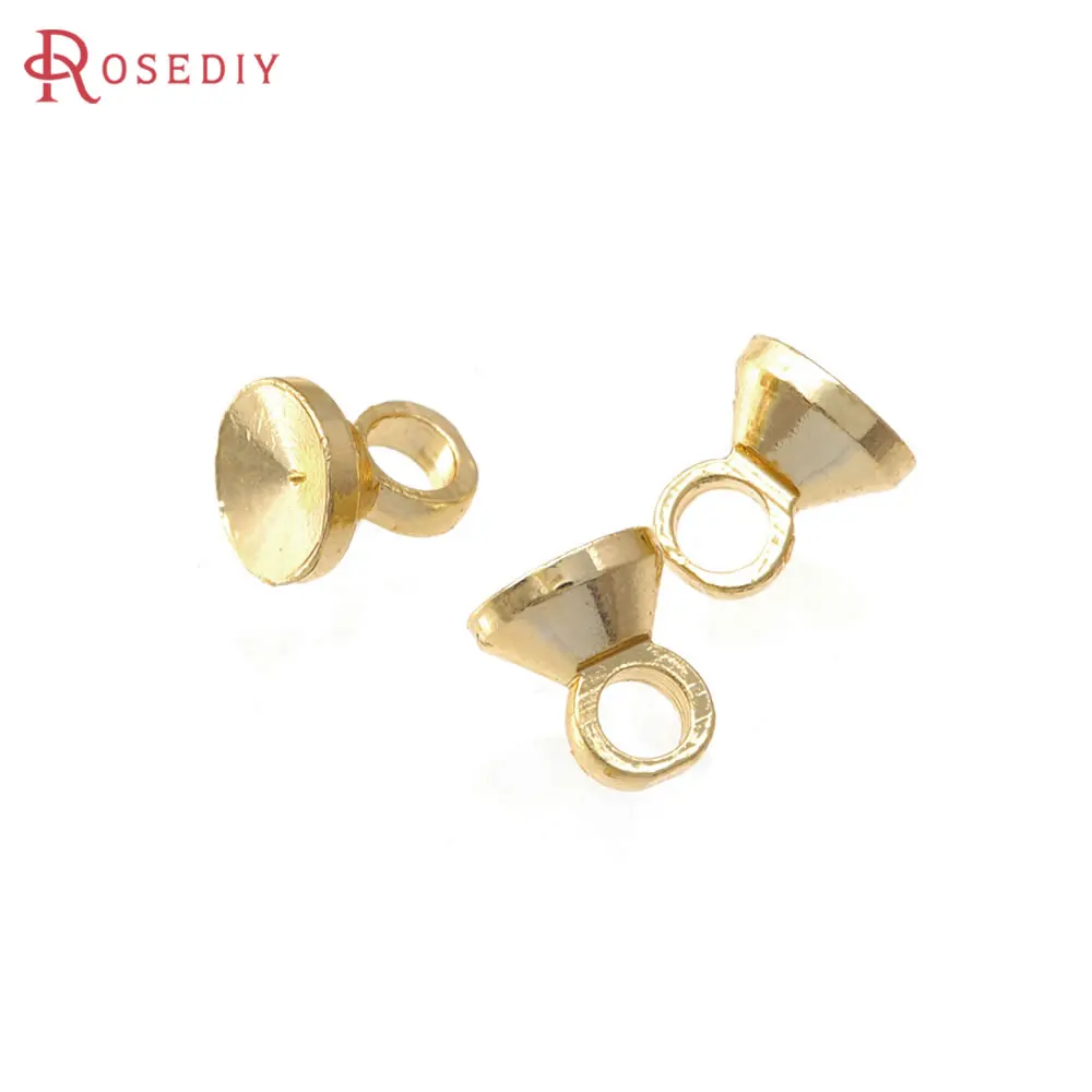 50PCS Trays 3MM 4MM 5MM 6MM 18K Gold Color Paste Beads Charms Beads Caps Connector Jewelry Making High Quality Diy Findings