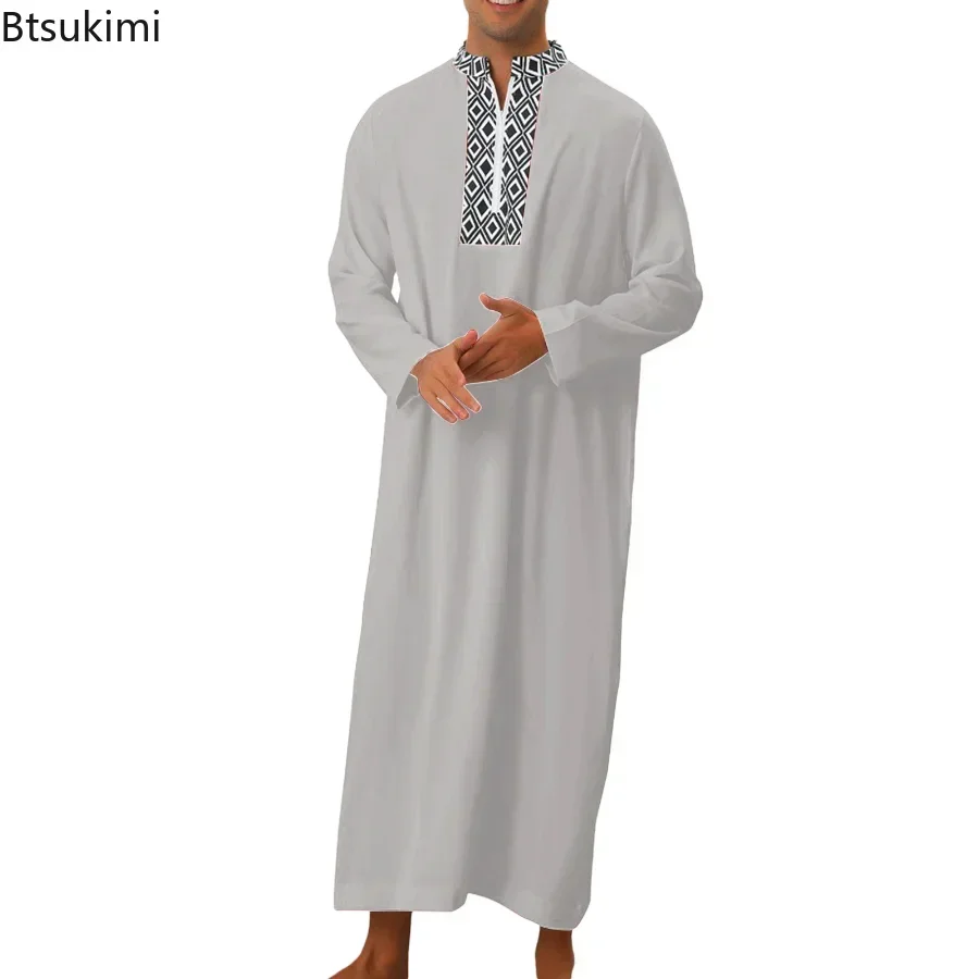 New 2025 Islam Men Clothing Moroccan Kaftan Hand Embroidered Loose and Breathable Djellaba Abaya Jubba Thobe for Man Muslim Robe