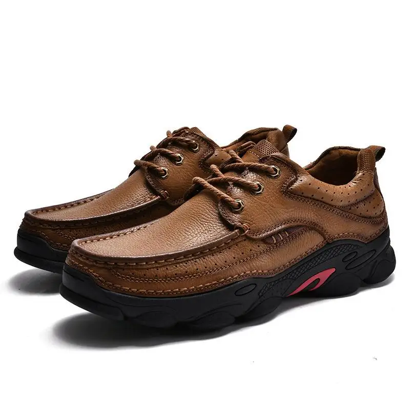 

Leather Business Casual Shoes Soft Bottom Wear-Resistant Mountain Climbing Shoes for Middle-Aged And Elderly Men Waterproof H...
