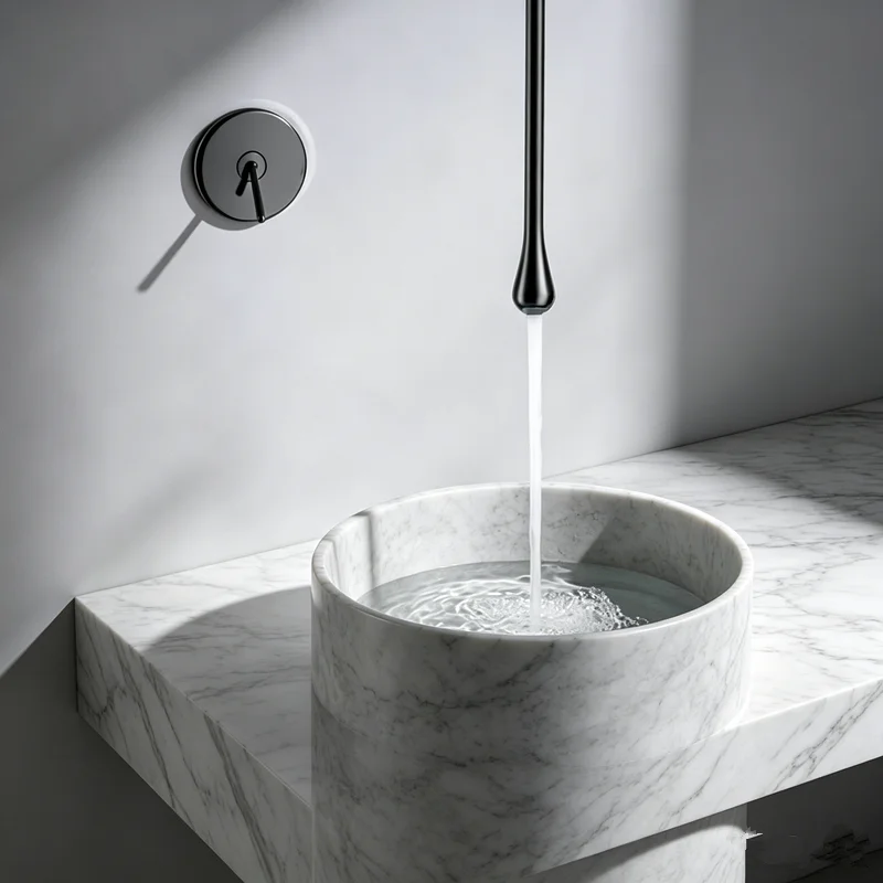 Copper ceiling drip faucet for wall water, concealed hot and cold dual-use, ceiling concealed split type washbasin faucet tap