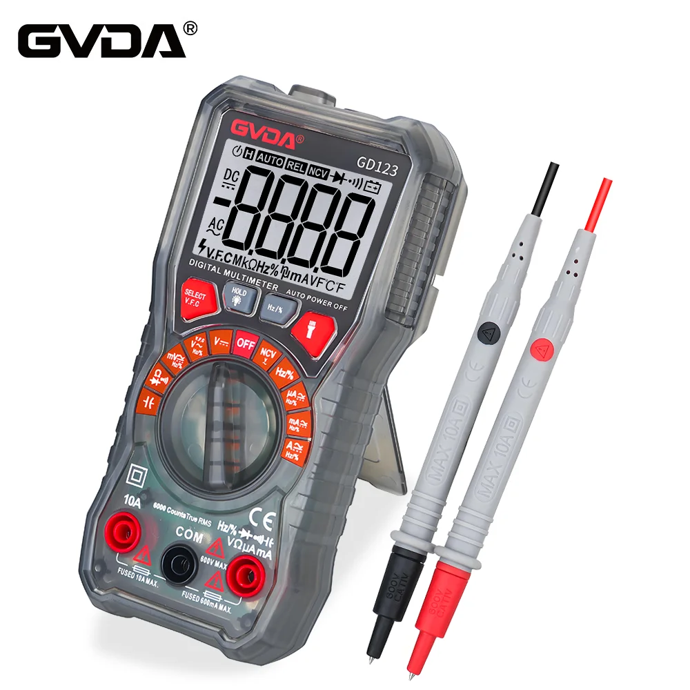 Gvda-multímetro Digital Profissional Alcance Automático 600v 10a Capacitância Tester True Rms Ohm hz ac dc Medidor de Tensão