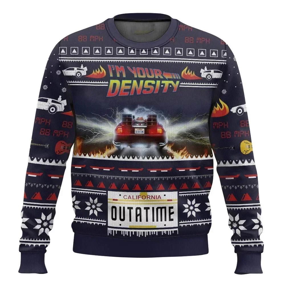 2026 Autumn  Winter Back To The Future Ugly Christmas Long-sleeved T-shirt Cartoon Anime Men's and Women's Pullovers, Sportswear