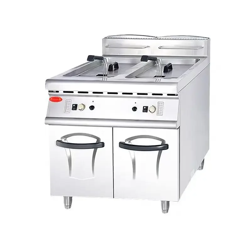 

Vertical gas double-cylinder fryer with cabinet base Commercial large luxury combination furnace Fryer Electric fryer