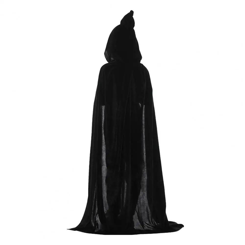 Cosplay Cloak Kids Halloween Witch Cape with Tie-up Hood for Cosplay Stage Performance Floor Length Unisex Costume Cloak Ribbon