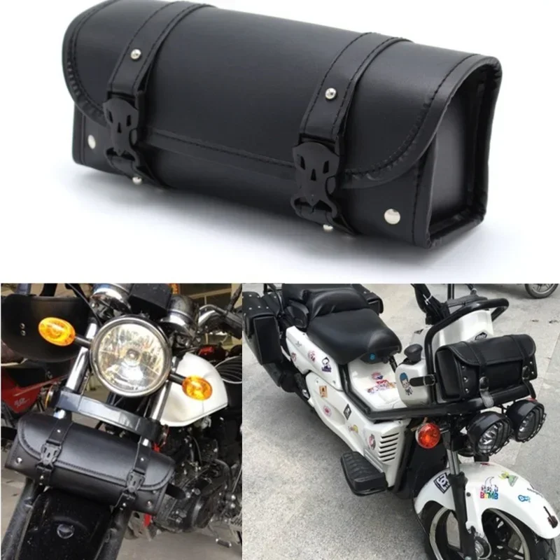 

Universal PU Leather Motorcycle Fork Bag Durable Motorcycle Saddlebags Handlebar Bag，1pcs