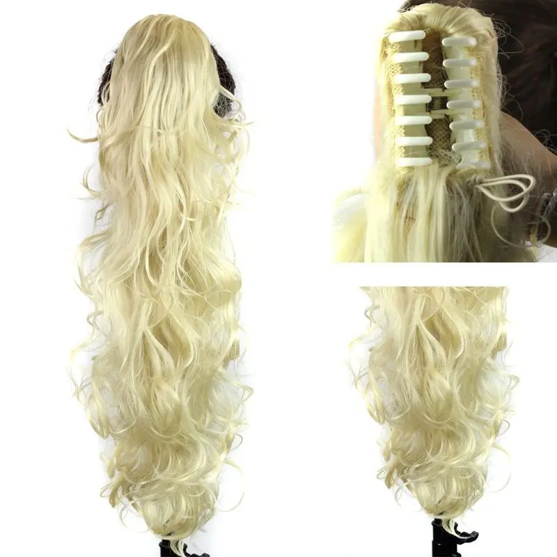 Wig Women' Hair Clips For Curly Wigs In A Variety Of Colors Long Hair Part Head Cover Gold Curly Hair Horsetail Brown Hair Clips