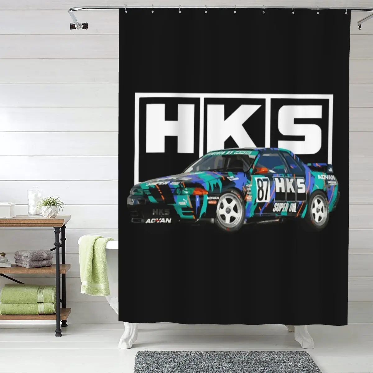 

Занавеска для душа HKS R GT-R, полиэстеровая, водонепроницаемая, с крючками