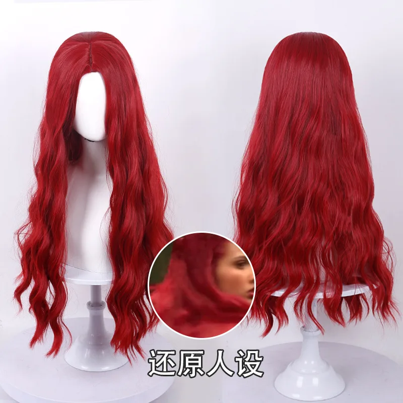 Wicked Wonderland Red Cosplay Wig Princess Red Hair Button Net For Hallowmas Party Role Play Not suitable For Adults Prop Wig