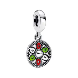 Mexico Sombrero Hat Pendant Charms For Women Red Green White Enamel Hearts Triangle Crown Microbeads 925 Sterling Silver Jewelry