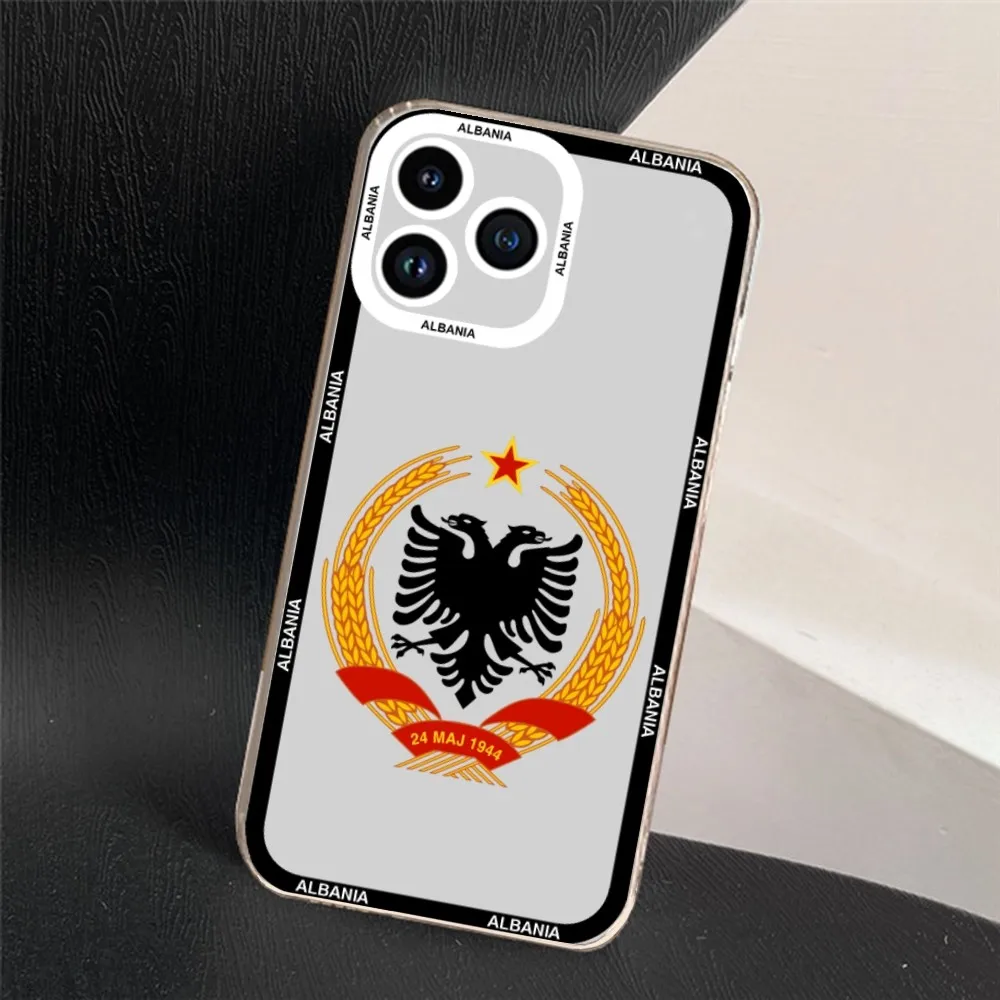 Funda de teléfono con bandera de Albania, carcasa transparente para iPhone 11 12 Mini 13 14 15 Pro Max