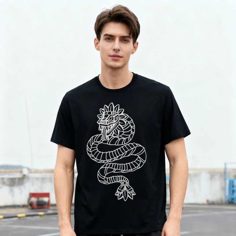 Quetzalcoatl azteca maya serpiente emplumada Toltec Inca camiseta moda urbana clásico Retro tendencia cuello redondo manga corta Tops holgados