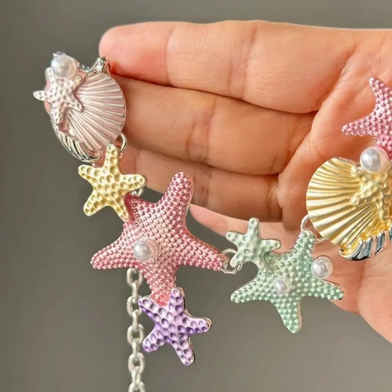 Design sense colorful shell starfish necklace new high-end clavicle necklace female niche exquisite butterfly necklace ornaments