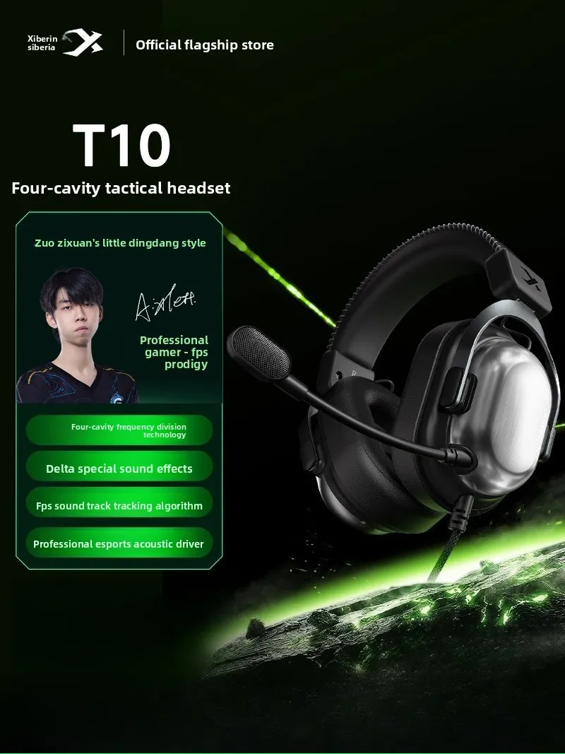 XIBERIA T10 Over-ear Headphones 4th Gen FPS Sound Track Tracking Algorithm with HD Noise-Canceling Microphone Gaming Headphones